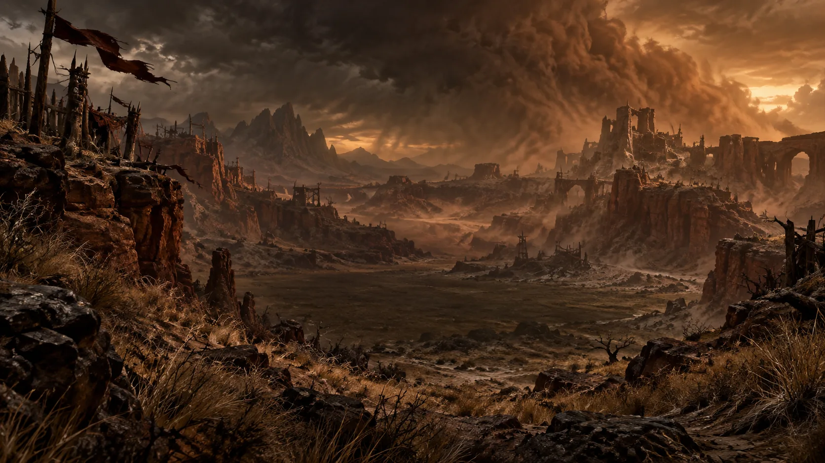Weite, staubige Canyons der Trockensteppe